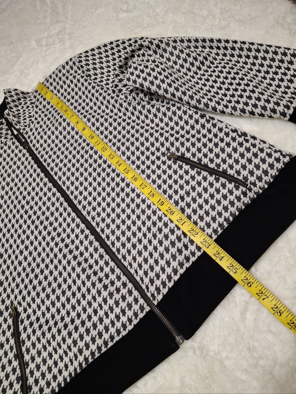 Chico's Travelers Black & White Houndstooth Zip Front Blazer Jacket Women Size 3 - Picture 14 of 16
